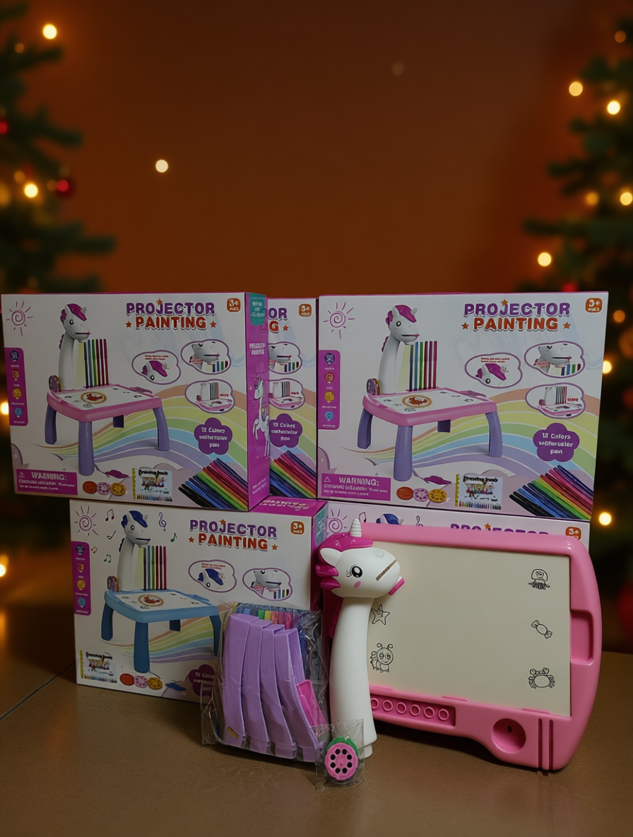 !Para tu pequeña artista! Escritorio de aprendizaje con proyector.